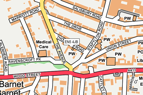 EN5 4JB map - OS OpenMap – Local (Ordnance Survey) EN5 4JB map - OS OpenMap – Local (Ordnance Survey)