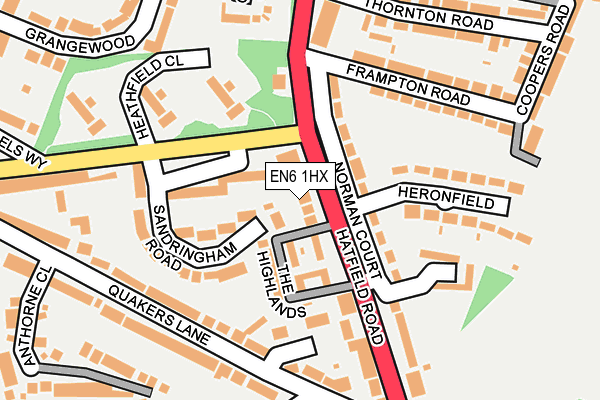 EN6 1HX map - OS OpenMap – Local (Ordnance Survey) EN6 1HX map - OS OpenMap – Local (Ordnance Survey)