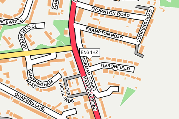 EN6 1HZ map - OS OpenMap – Local (Ordnance Survey) EN6 1HZ map - OS OpenMap – Local (Ordnance Survey)
