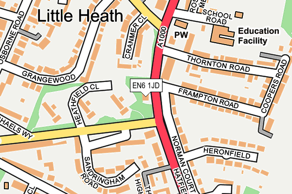EN6 1JD map - OS OpenMap – Local (Ordnance Survey) EN6 1JD map - OS OpenMap – Local (Ordnance Survey)