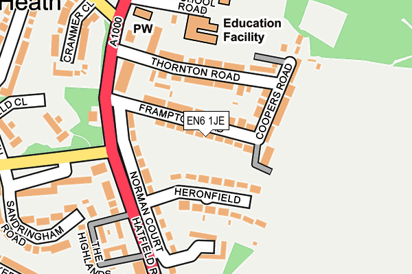 EN6 1JE map - OS OpenMap – Local (Ordnance Survey) EN6 1JE map - OS OpenMap – Local (Ordnance Survey)