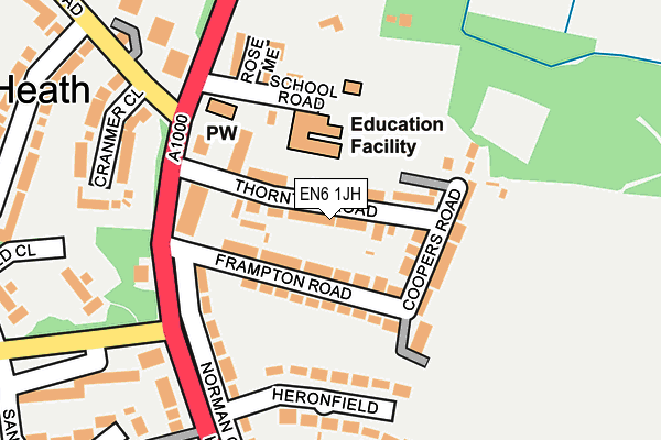EN6 1JH map - OS OpenMap – Local (Ordnance Survey)