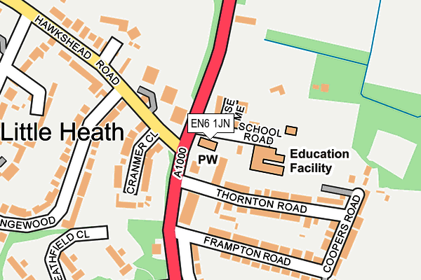 EN6 1JN map - OS OpenMap – Local (Ordnance Survey) EN6 1JN map - OS OpenMap – Local (Ordnance Survey)