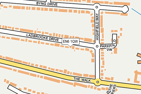 EN6 1QW map - OS OpenMap – Local (Ordnance Survey) EN6 1QW map - OS OpenMap – Local (Ordnance Survey)