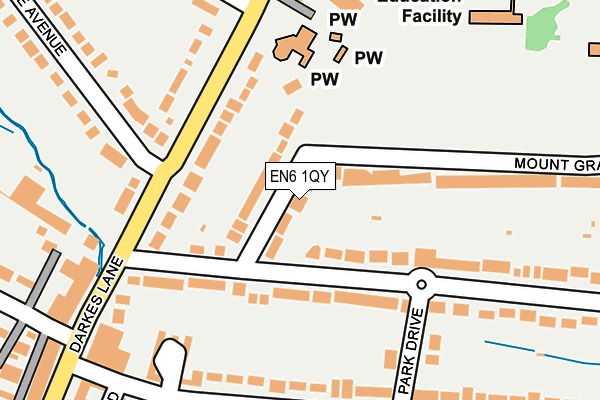 EN6 1QY map - OS OpenMap – Local (Ordnance Survey) EN6 1QY map - OS OpenMap – Local (Ordnance Survey)