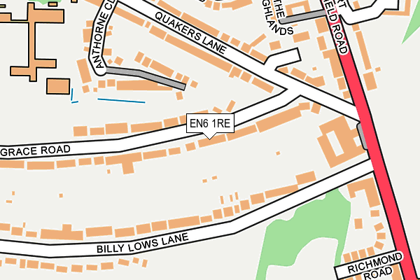 EN6 1RE map - OS OpenMap – Local (Ordnance Survey) EN6 1RE map - OS OpenMap – Local (Ordnance Survey)