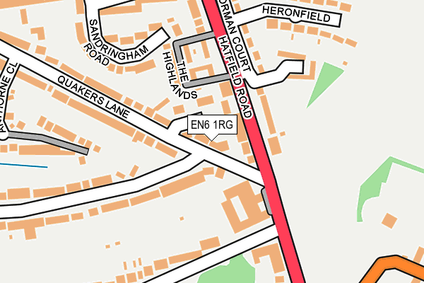 EN6 1RG map - OS OpenMap – Local (Ordnance Survey)