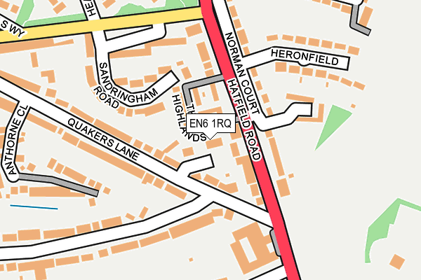 EN6 1RQ map - OS OpenMap – Local (Ordnance Survey) EN6 1RQ map - OS OpenMap – Local (Ordnance Survey)