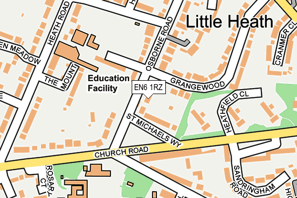 EN6 1RZ map - OS OpenMap – Local (Ordnance Survey) EN6 1RZ map - OS OpenMap – Local (Ordnance Survey)