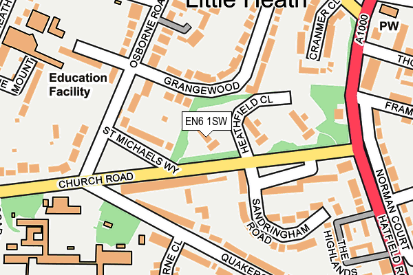 EN6 1SW map - OS OpenMap – Local (Ordnance Survey) EN6 1SW map - OS OpenMap – Local (Ordnance Survey)