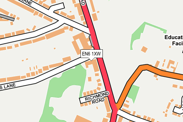 EN6 1XW map - OS OpenMap – Local (Ordnance Survey) EN6 1XW map - OS OpenMap – Local (Ordnance Survey)