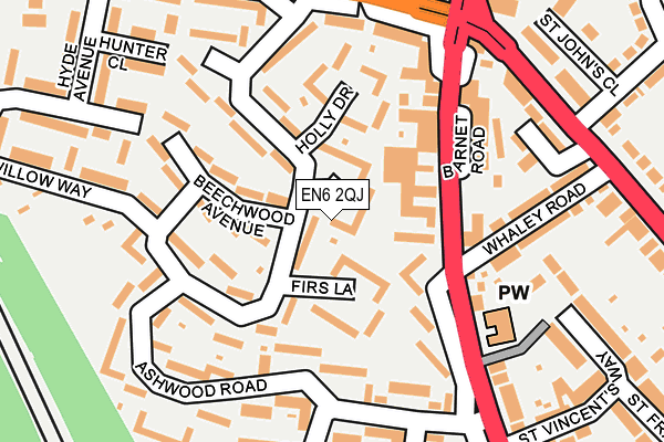 EN6 2QJ map - OS OpenMap – Local (Ordnance Survey)