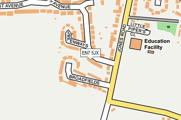 EN7 5JX map - OS OpenMap – Local (Ordnance Survey) EN7 5JX map - OS OpenMap – Local (Ordnance Survey)