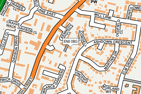 EN8 0BG map - OS OpenMap – Local (Ordnance Survey) EN8 0BG map - OS OpenMap – Local (Ordnance Survey)