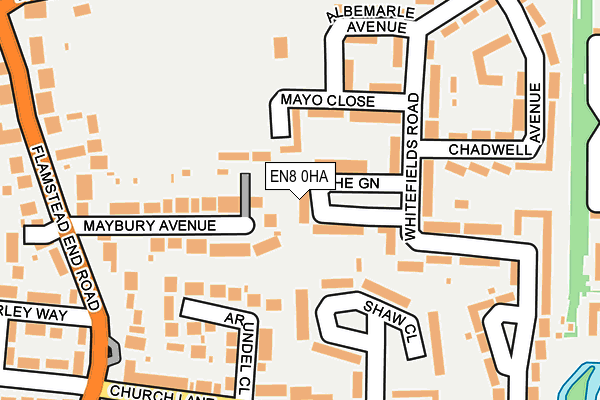 EN8 0HA map - OS OpenMap – Local (Ordnance Survey) EN8 0HA map - OS OpenMap – Local (Ordnance Survey)