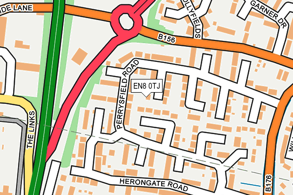 EN8 0TJ map - OS OpenMap – Local (Ordnance Survey) EN8 0TJ map - OS OpenMap – Local (Ordnance Survey)