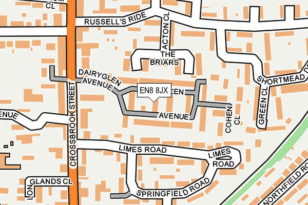EN8 8JX map - OS OpenMap – Local (Ordnance Survey) EN8 8JX map - OS OpenMap – Local (Ordnance Survey)