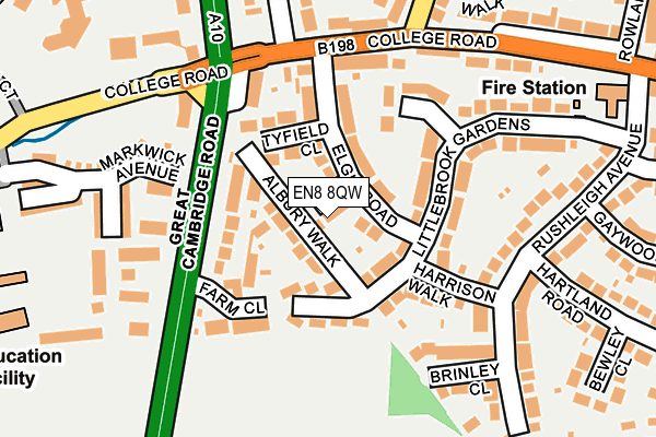 EN8 8QW map - OS OpenMap – Local (Ordnance Survey) EN8 8QW map - OS OpenMap – Local (Ordnance Survey)