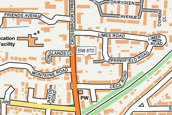 EN8 8TD map - OS OpenMap – Local (Ordnance Survey) EN8 8TD map - OS OpenMap – Local (Ordnance Survey)