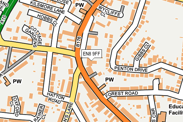 EN8 9FF map - OS OpenMap – Local (Ordnance Survey) EN8 9FF map - OS OpenMap – Local (Ordnance Survey)