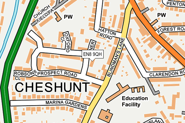 EN8 9QH map - OS OpenMap – Local (Ordnance Survey) EN8 9QH map - OS OpenMap – Local (Ordnance Survey)