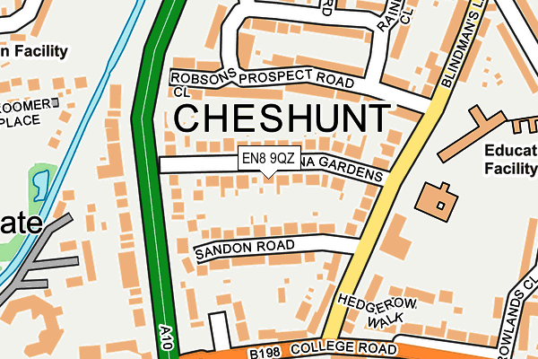 EN8 9QZ map - OS OpenMap – Local (Ordnance Survey) EN8 9QZ map - OS OpenMap – Local (Ordnance Survey)