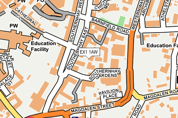 EX1 1AW map - OS OpenMap – Local (Ordnance Survey) EX1 1AW map - OS OpenMap – Local (Ordnance Survey)