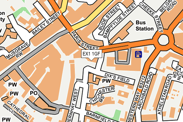 EX1 1GF map - OS OpenMap – Local (Ordnance Survey) EX1 1GF map - OS OpenMap – Local (Ordnance Survey)
