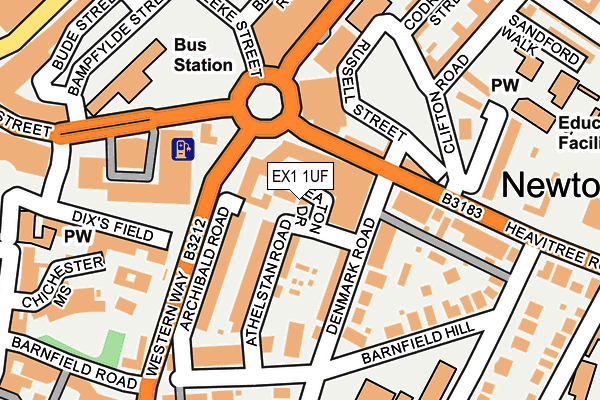 EX1 1UF map - OS OpenMap – Local (Ordnance Survey) EX1 1UF map - OS OpenMap – Local (Ordnance Survey)