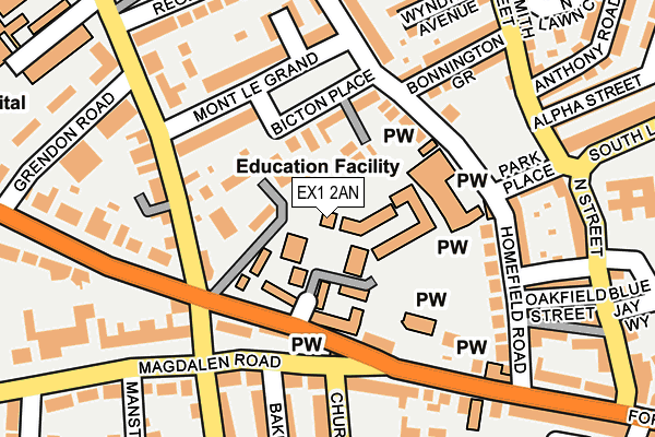 EX1 2AN map - OS OpenMap – Local (Ordnance Survey) EX1 2AN map - OS OpenMap – Local (Ordnance Survey)