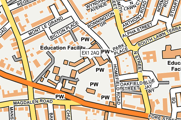 EX1 2AQ map - OS OpenMap – Local (Ordnance Survey) EX1 2AQ map - OS OpenMap – Local (Ordnance Survey)