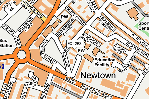 EX1 2BS map - OS OpenMap – Local (Ordnance Survey) EX1 2BS map - OS OpenMap – Local (Ordnance Survey)