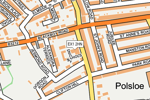 EX1 2HN map - OS OpenMap – Local (Ordnance Survey) EX1 2HN map - OS OpenMap – Local (Ordnance Survey)