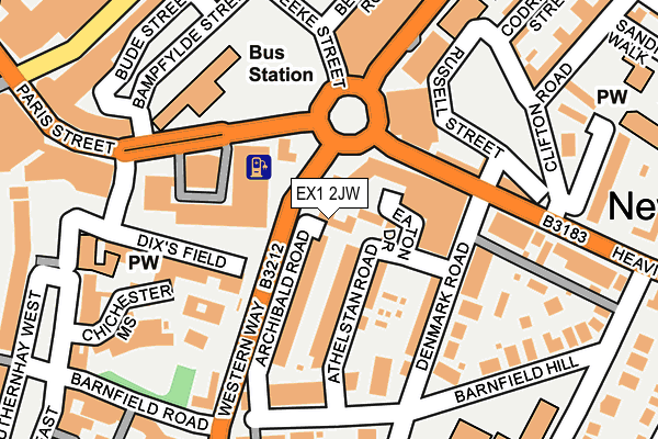EX1 2JW map - OS OpenMap – Local (Ordnance Survey) EX1 2JW map - OS OpenMap – Local (Ordnance Survey)