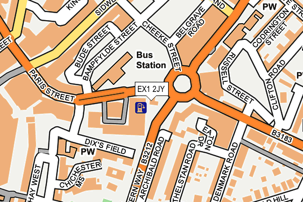 EX1 2JY map - OS OpenMap – Local (Ordnance Survey) EX1 2JY map - OS OpenMap – Local (Ordnance Survey)