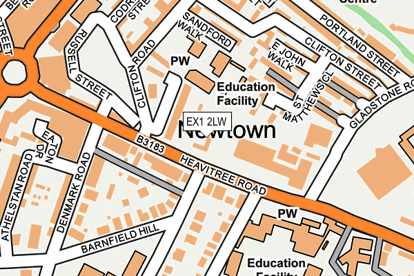 EX1 2LW map - OS OpenMap – Local (Ordnance Survey) EX1 2LW map - OS OpenMap – Local (Ordnance Survey)