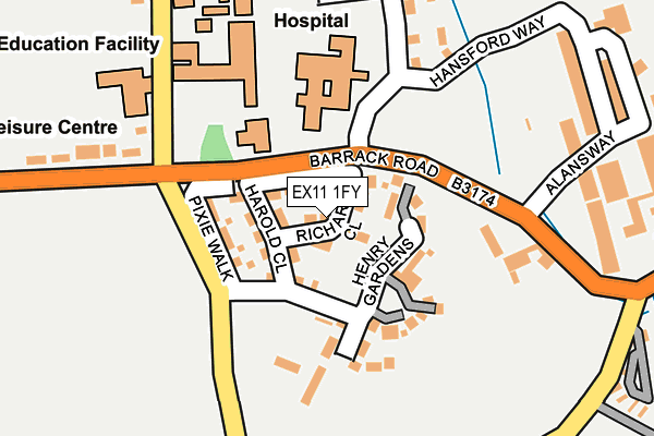 EX11 1FY map - OS OpenMap – Local (Ordnance Survey) EX11 1FY map - OS OpenMap – Local (Ordnance Survey)