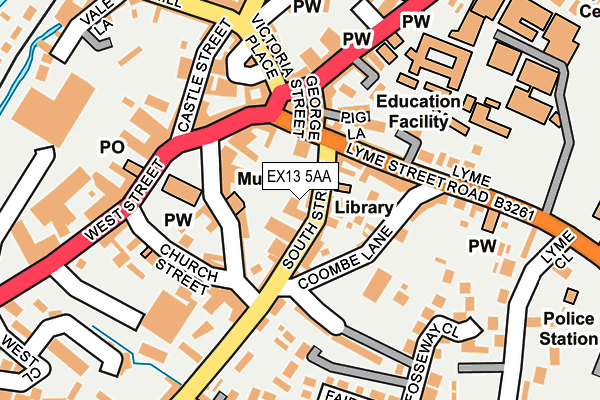 EX13 5AA map - OS OpenMap – Local (Ordnance Survey) EX13 5AA map - OS OpenMap – Local (Ordnance Survey)