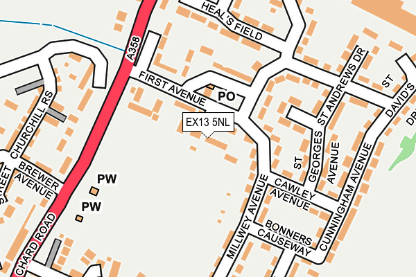 EX13 5NL map - OS OpenMap – Local (Ordnance Survey) EX13 5NL map - OS OpenMap – Local (Ordnance Survey)