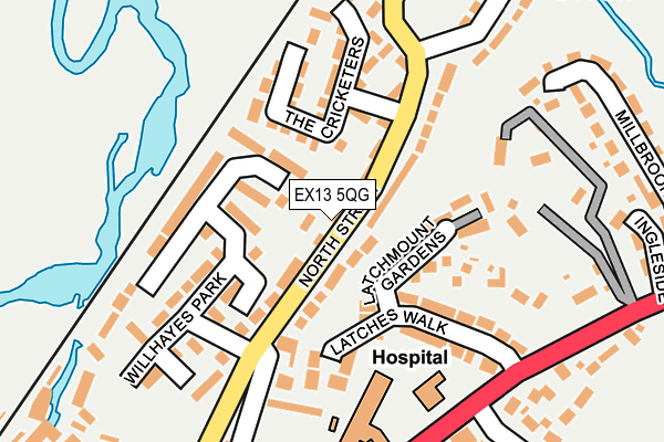 EX13 5QG map - OS OpenMap – Local (Ordnance Survey) EX13 5QG map - OS OpenMap – Local (Ordnance Survey)