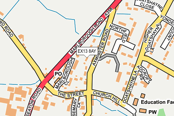 EX13 8AY map - OS OpenMap – Local (Ordnance Survey) EX13 8AY map - OS OpenMap – Local (Ordnance Survey)