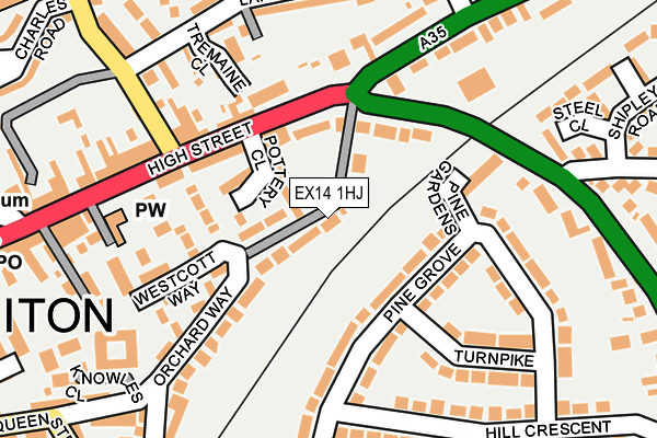EX14 1HJ map - OS OpenMap – Local (Ordnance Survey) EX14 1HJ map - OS OpenMap – Local (Ordnance Survey)