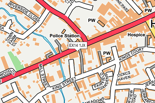 EX14 1JX map - OS OpenMap – Local (Ordnance Survey) EX14 1JX map - OS OpenMap – Local (Ordnance Survey)