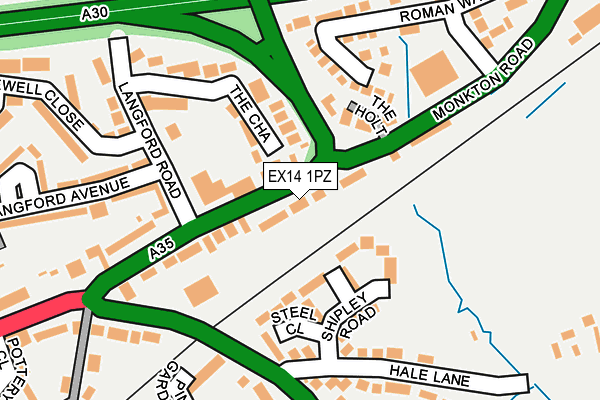 EX14 1PZ map - OS OpenMap – Local (Ordnance Survey) EX14 1PZ map - OS OpenMap – Local (Ordnance Survey)