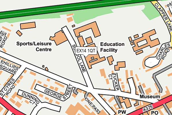 EX14 1QT map - OS OpenMap – Local (Ordnance Survey) EX14 1QT map - OS OpenMap – Local (Ordnance Survey)