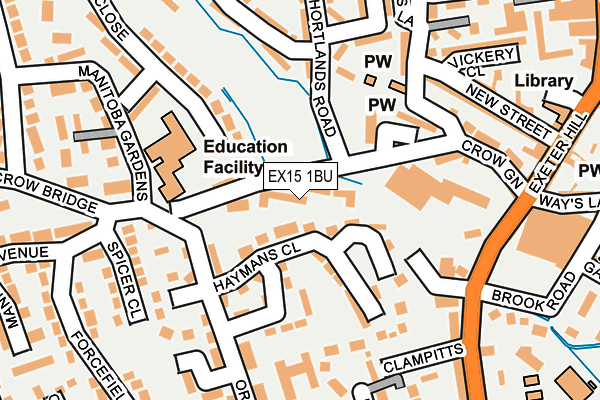 EX15 1BU map - OS OpenMap – Local (Ordnance Survey) EX15 1BU map - OS OpenMap – Local (Ordnance Survey)