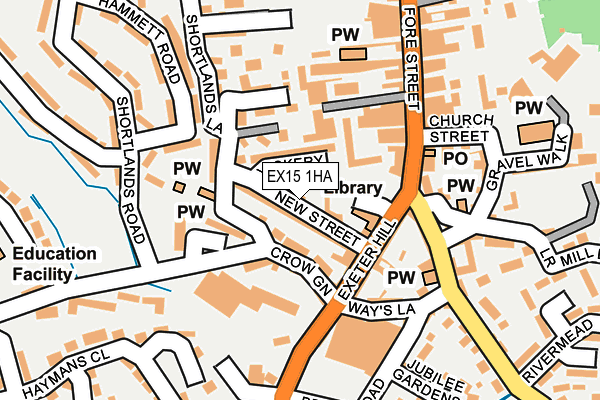 EX15 1HA map - OS OpenMap – Local (Ordnance Survey) EX15 1HA map - OS OpenMap – Local (Ordnance Survey)