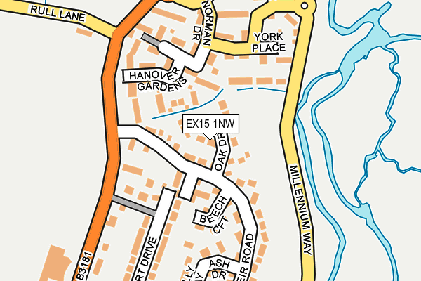 EX15 1NW map - OS OpenMap – Local (Ordnance Survey) EX15 1NW map - OS OpenMap – Local (Ordnance Survey)