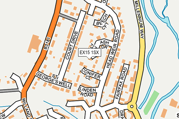 EX15 1SX map - OS OpenMap – Local (Ordnance Survey) EX15 1SX map - OS OpenMap – Local (Ordnance Survey)