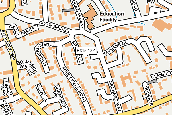 EX15 1XZ map - OS OpenMap – Local (Ordnance Survey) EX15 1XZ map - OS OpenMap – Local (Ordnance Survey)